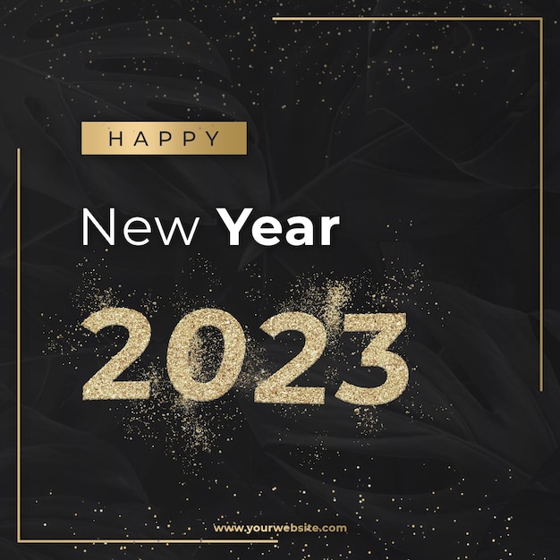2023 oro feliz año nuevo texto temporada de invierno