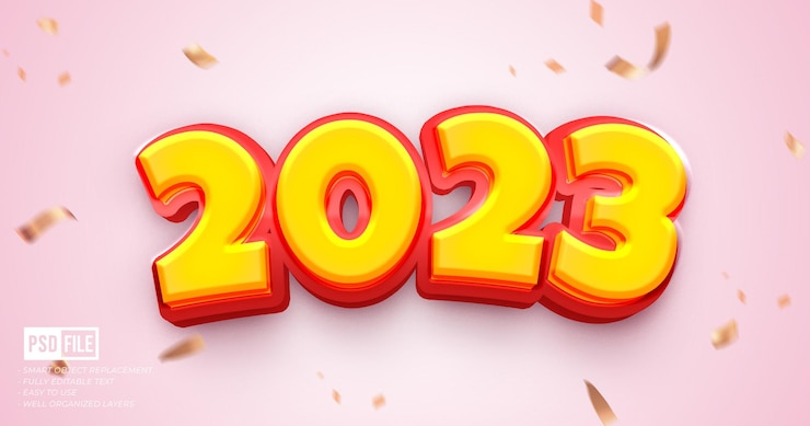PSD 2023 text number editable 3d comic style text effect