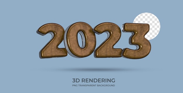 2023 text style 3d rendering transparent background