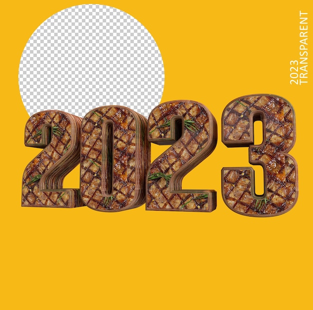 2023 textura de bife grelhado, feliz ano novo