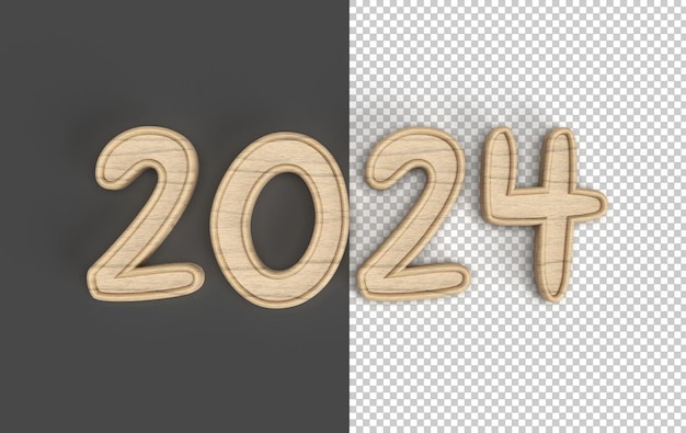 2024 3d haciendo un fondo transparente feliz año nuevo
