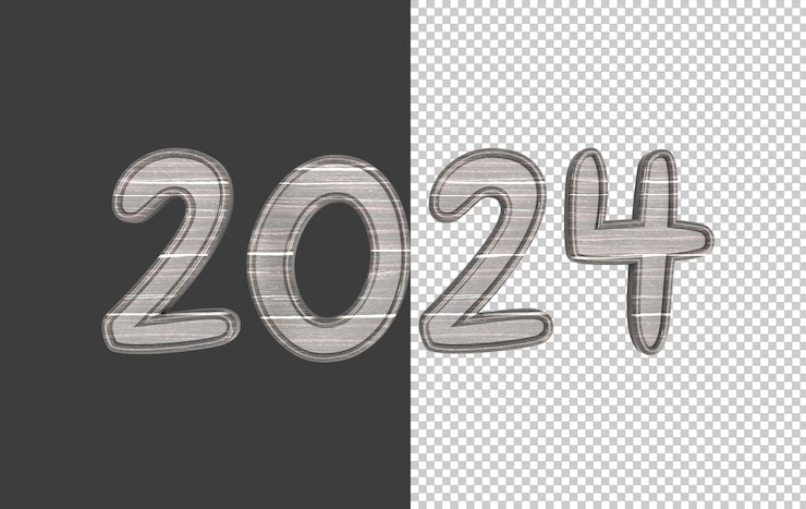 PSD 2024 3d haciendo un fondo transparente feliz año nuevo
