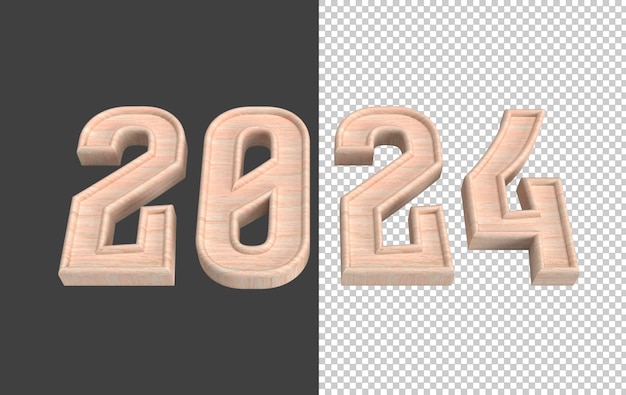 2024 3d haciendo un fondo transparente feliz año nuevo