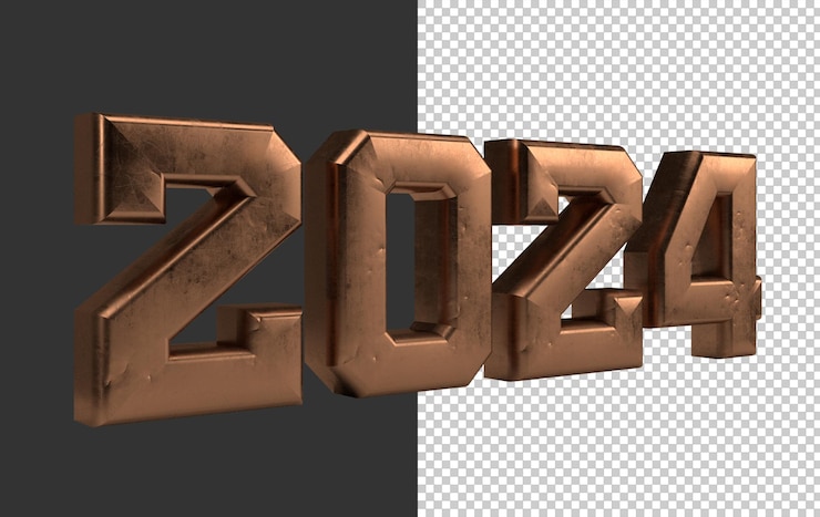PSD 2024 3d haciendo un fondo transparente feliz año nuevo