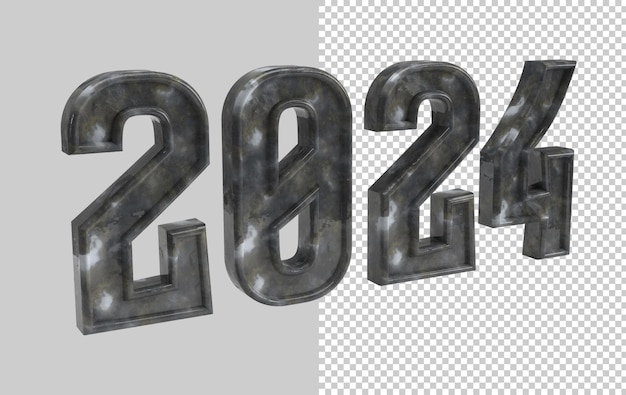 2024 3d haciendo un fondo transparente feliz año nuevo