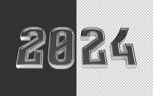 2024 3d haciendo un fondo transparente feliz año nuevo