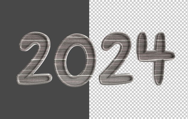 2024 3d haciendo un fondo transparente feliz año nuevo