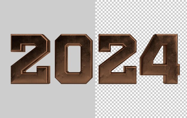 2024 3d rendering background trasparente buon anno nuovo