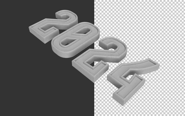 2024 3d rendering transparent background happy new year
