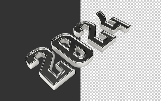 2024 3d rendering transparent background happy new year