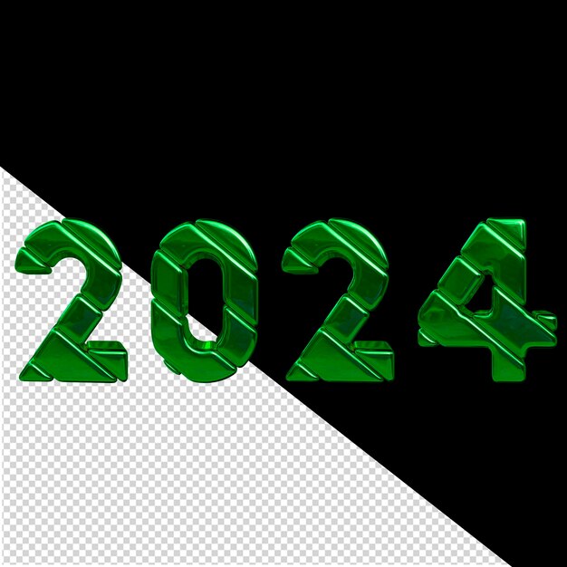 2024 ano novo verde 3d