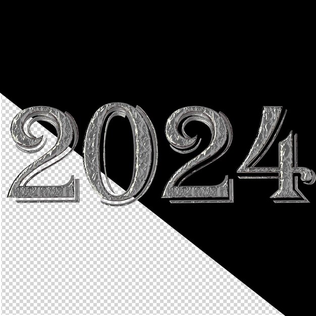 PSD 2024 año nuevo plateado 3d