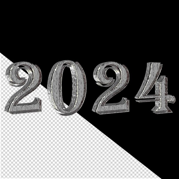 2024 año nuevo plateado 3d