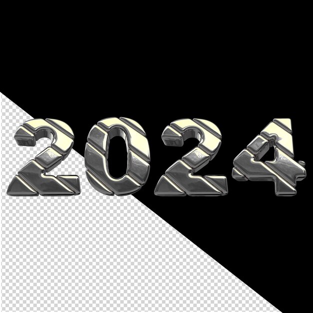 PSD 2024 año nuevo plateado 3d