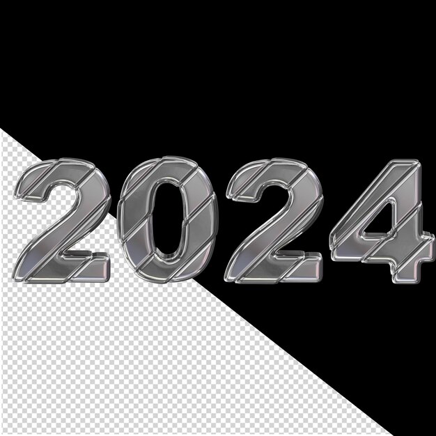 2024 año nuevo plateado 3d