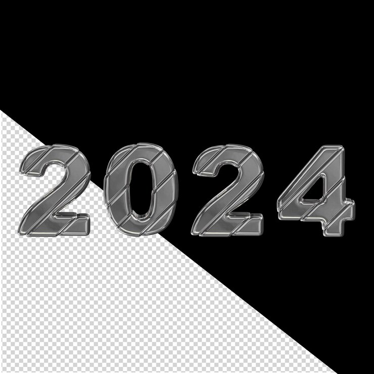 PSD 2024 año nuevo plateado 3d
