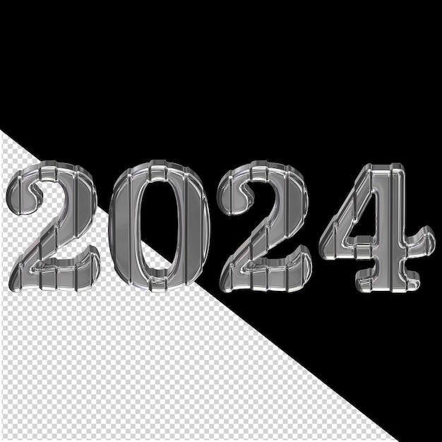 2024 año nuevo plateado 3d