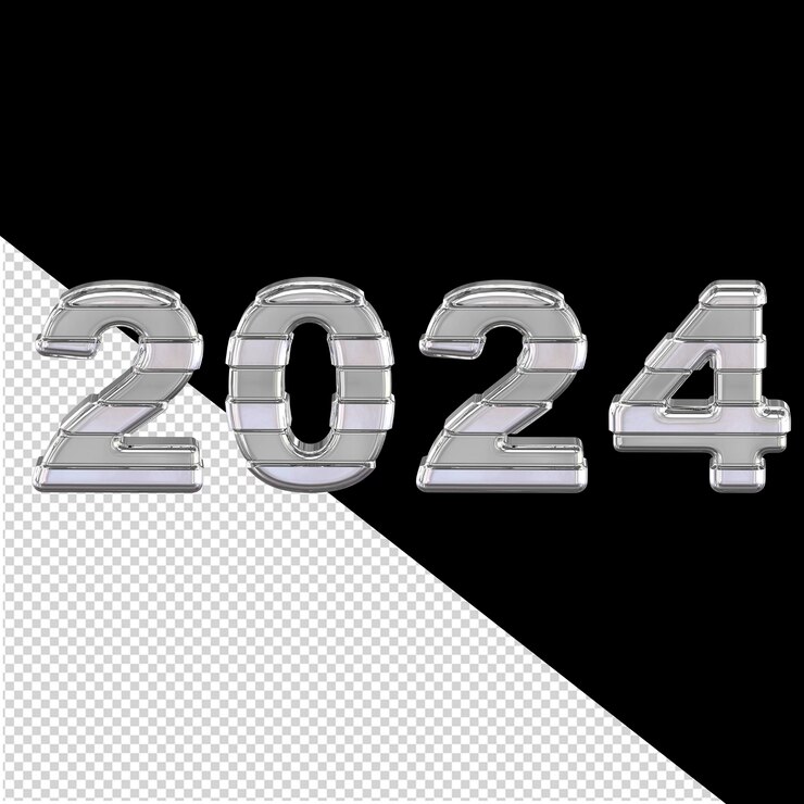 PSD 2024 año nuevo plateado 3d