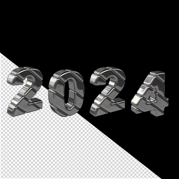 PSD 2024 año nuevo plateado 3d