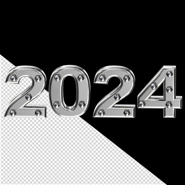 PSD 2024 año nuevo plateado 3d