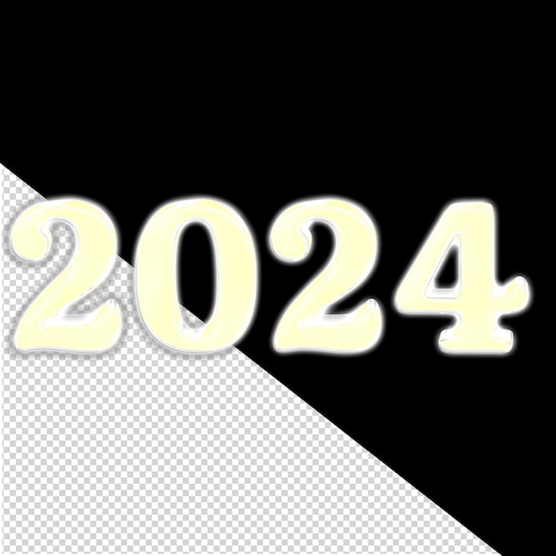 2024 año nuevo plateado 3d