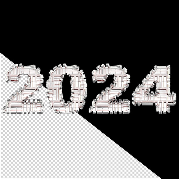 2024 año nuevo plateado 3d