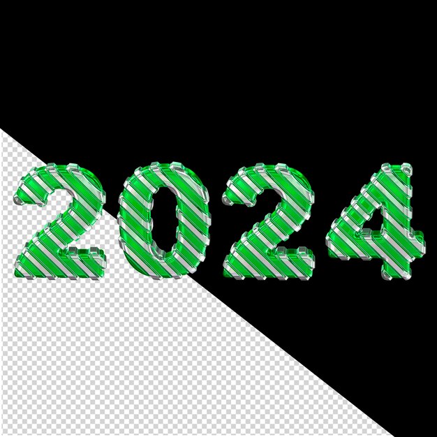 2024 año nuevo verde 3d