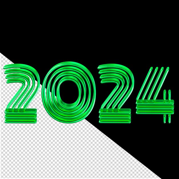 2024 año nuevo verde 3d