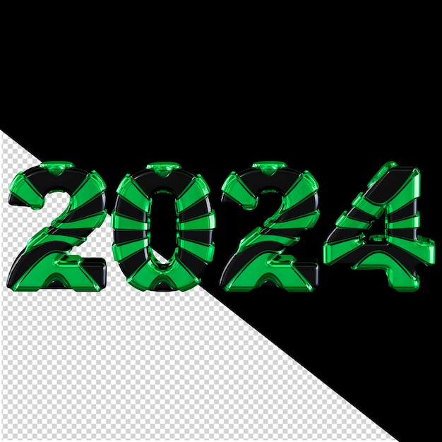 2024 año nuevo verde 3d