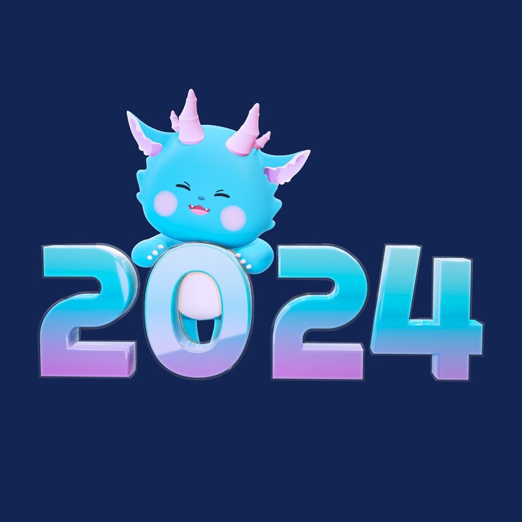 PSD 2024 blue dragon year character