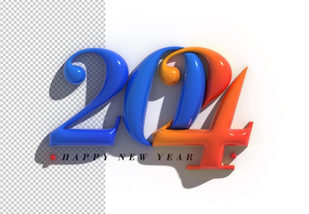 PSD 2024 bonne année lettrage typographique transparent psd