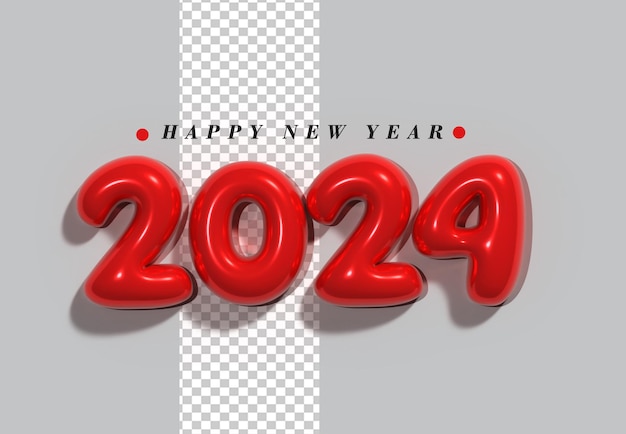 PSD 2024 bonne année lettrage typographique transparent psd