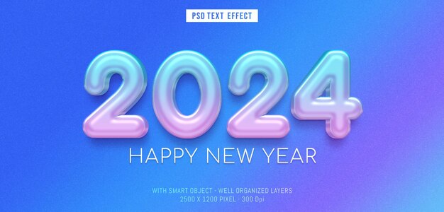 2024 effet de texte modifiable style 3D avec une couleur douce
