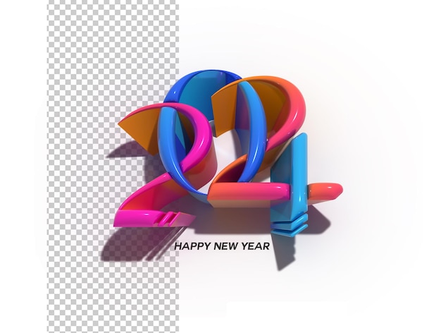 PSD 2024 feliz ano novo 3d lettering tipográfico psd transparente