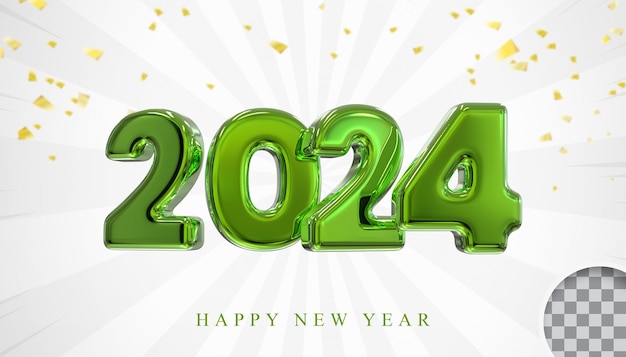 PSD 2024 feliz ano novo renderização 3d