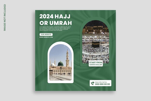 2024 hajj o umrah plantilla de diseño de póster de redes sociales