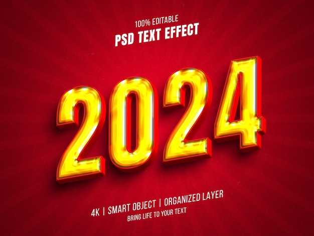 2024 happy new year editable text effect