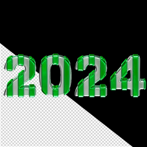 2024, Nouvel An Vert, 3d PSD Premium