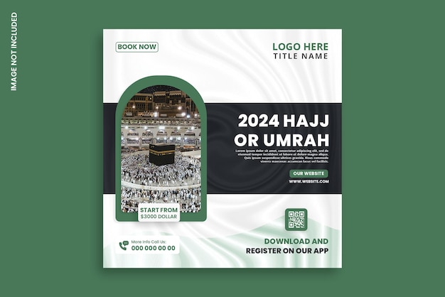PSD 2024 plantillas de diseño de carteles de redes sociales para el hajj o umrah