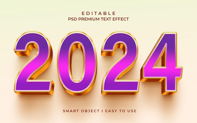 2024 Purple Golden 3D-Party-Text