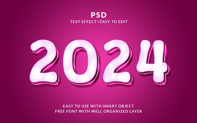 2024 stile di effetto di testo Photoshop 3D modificabile con sfondo