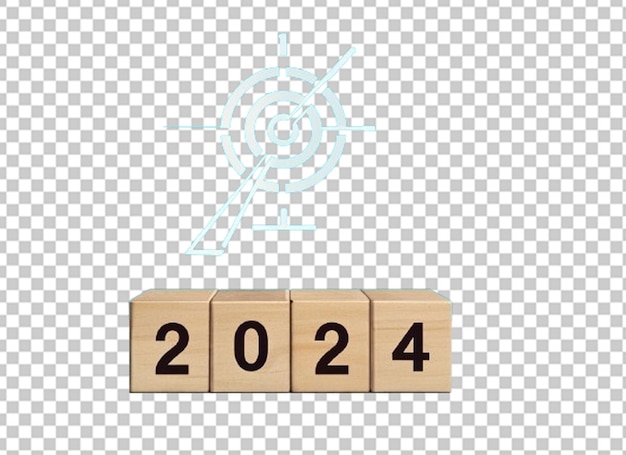 2024n cube de blocs de bois pour la préparation de la nouvelle année