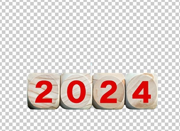 2024n Holzblockwürfel zur Vorbereitung des neuen Jahres