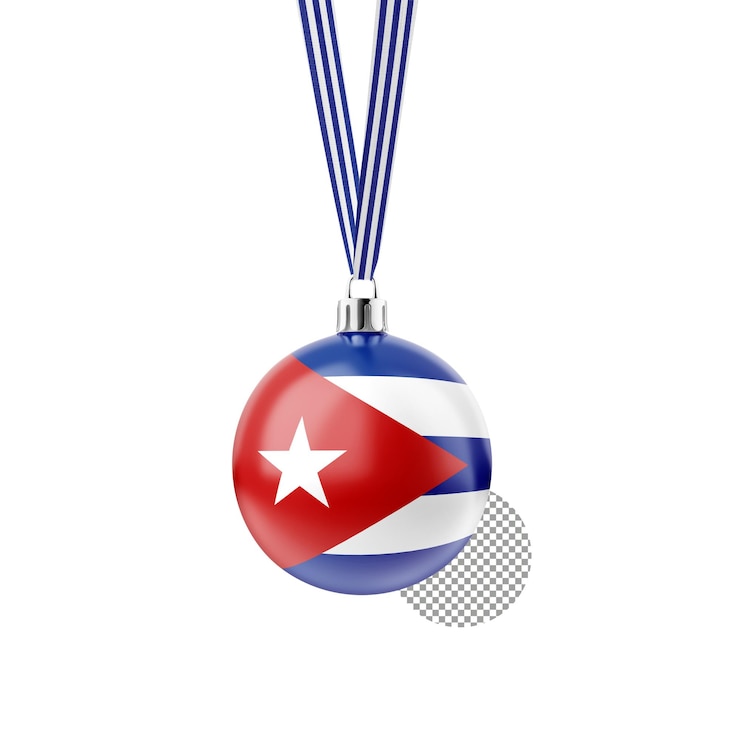 PSD 2025 bandera transparente de cuba bola de navidad ornamento festivo de vacaciones y año nuevo