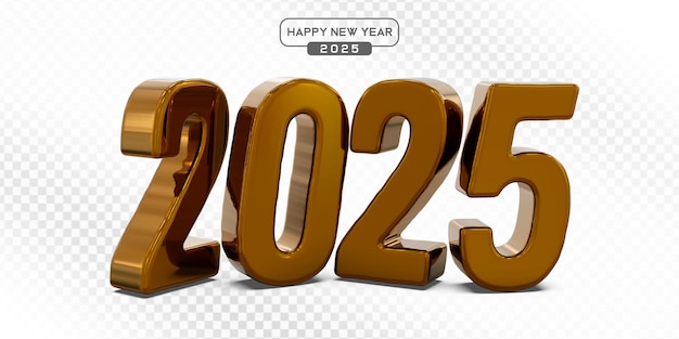 2025 Goldzahlen in 3D-Rendering für Neujahrsfeiern