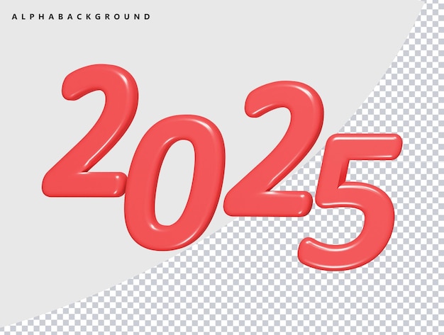 PSD 2025 ilustración de renderización de íconos en 3d
