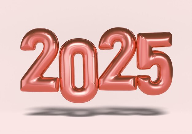 2025 número globo rosado oro color gráfico 3D