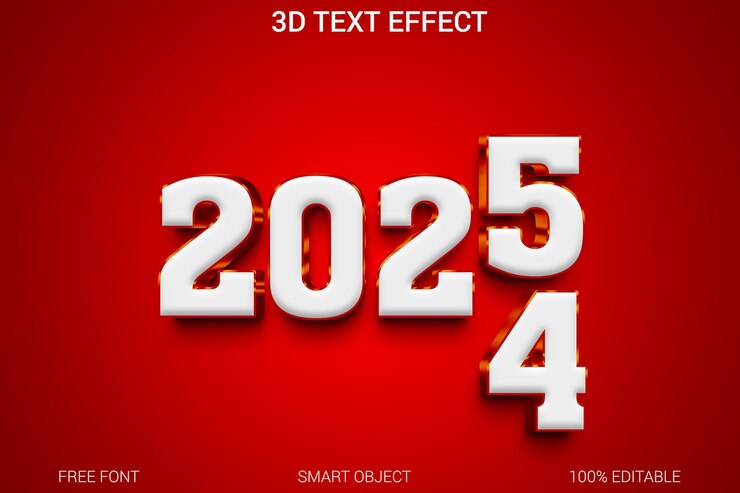 PSD 2025 plantilla de efectos de texto 3d
