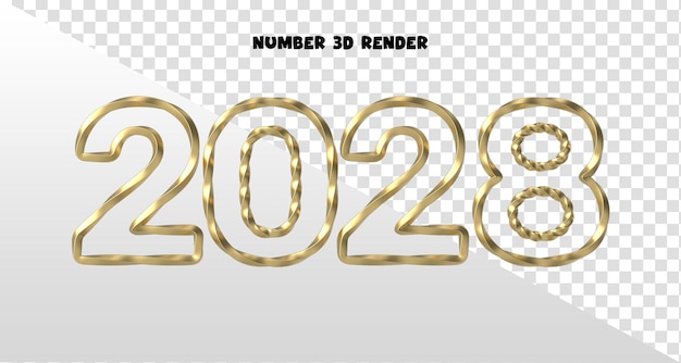 2028 Año Nuevo de Oro 3D Render