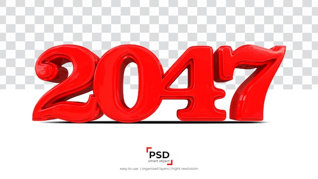 2047 3d rendering isolated on transparent background ready to use